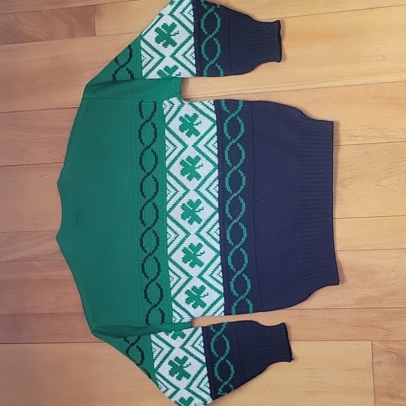 VTG Blarney woollen mills shamrock green sweater bigger kids size M - Picture 6 of 7